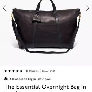 Madewell The Essential Overnight black leather bag